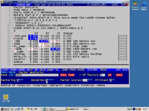 Picture: SURVO MM and factor analysis with the softened interface