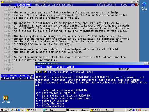 Picture: SURVO MM and its help window