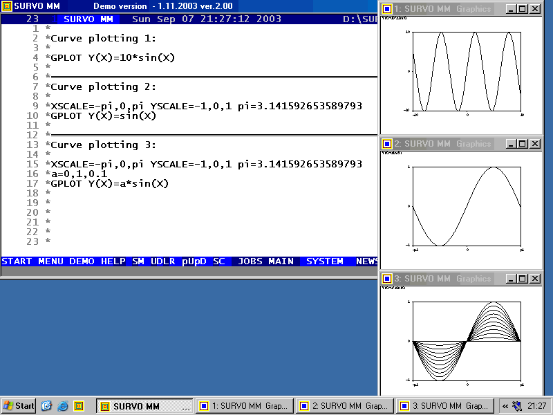 Graph: Three examples of curve plotting